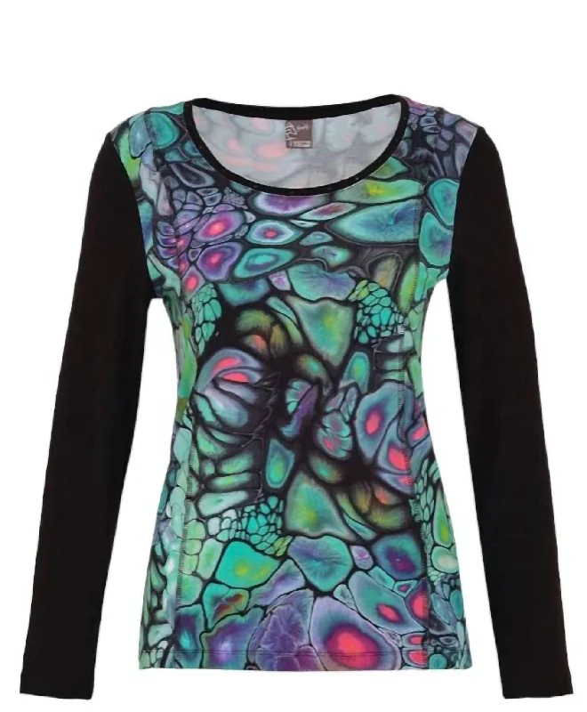 Graceful Fashion Maria Brookes Art Print Knit Top "fantasy" In Multi