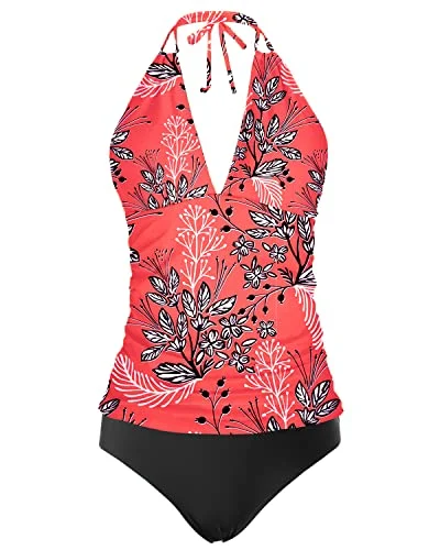 Comfort First Women's Fashion Plus Size Halter V Neck Two Piece Swimwear