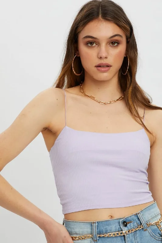 Weekend Exclusive Purple Bungee Strap Scoop Neck Cami