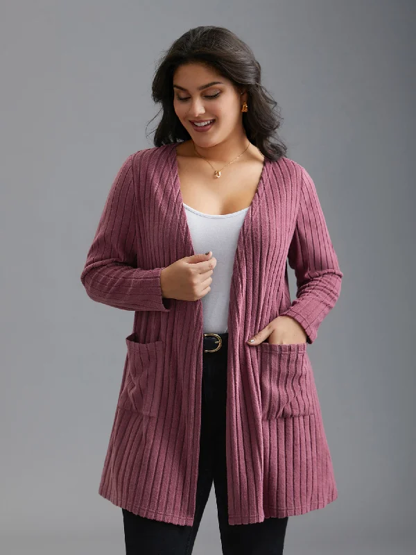 Stupidly Low Prices Pit Strip Knit Open Front Cardigan