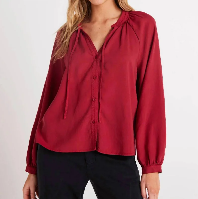 Popular Collection Full Sleeve Raglan Button Down In Ruby Red