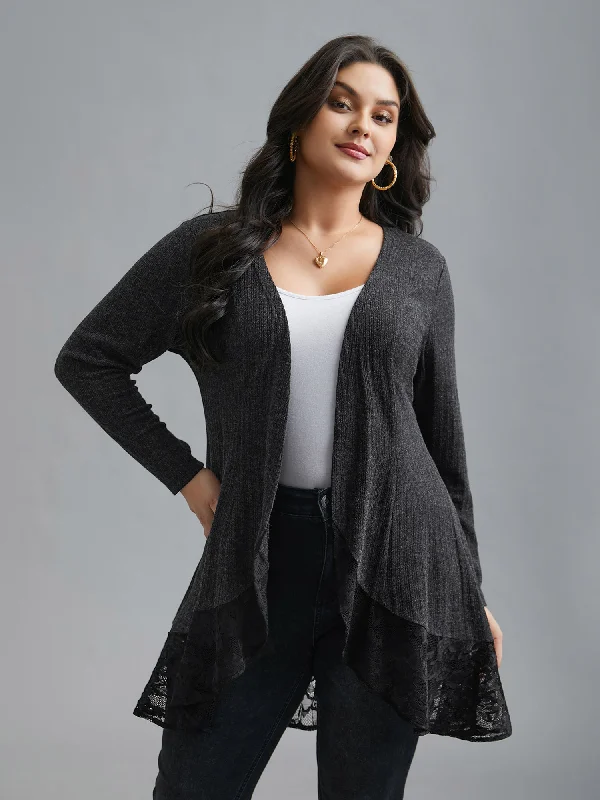 Must Haves Lace Scalloped Open Front Cardigan