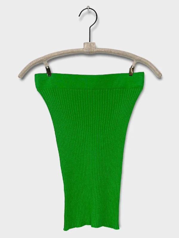 Don't Miss Out Women's Knitted Ribbed Top In Green