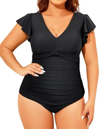 Effortless Chic Apparel Plus Size V-Neck Ruffled One Piece Swimsuit