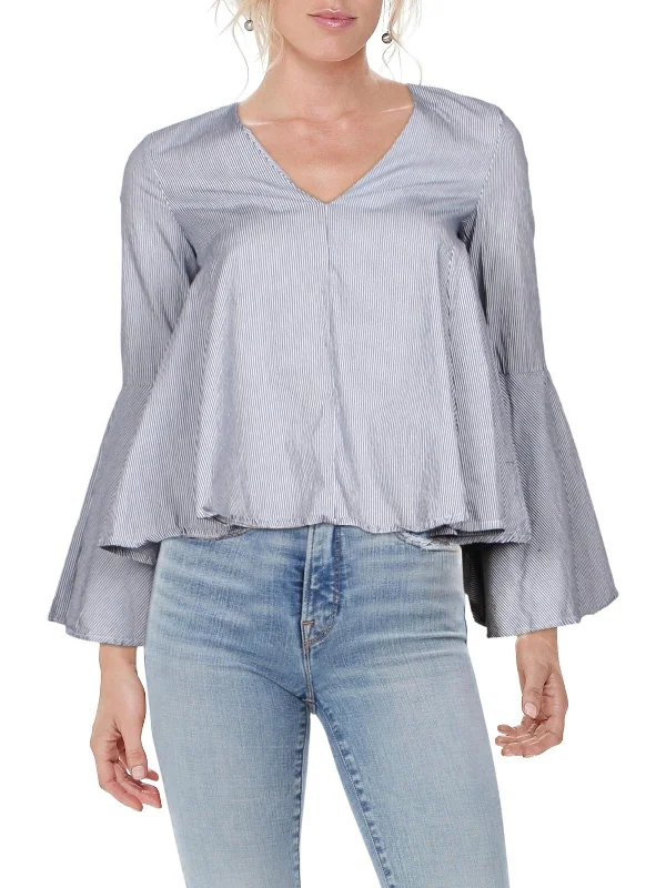 Latest Fashion Womens Striped V-Neck Blouse