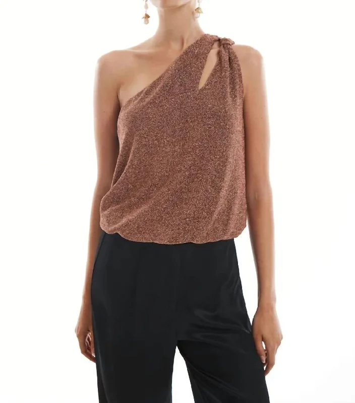 Save On Classic Elegant Styles Tie One Shoulder Tank In Copper