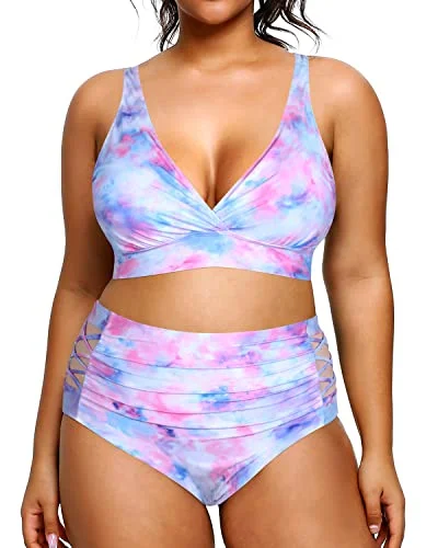 Trendy New Clothes Sexy Plus Size Bikini High Waisted Bikini Swimsuits For Women-Tie Dye