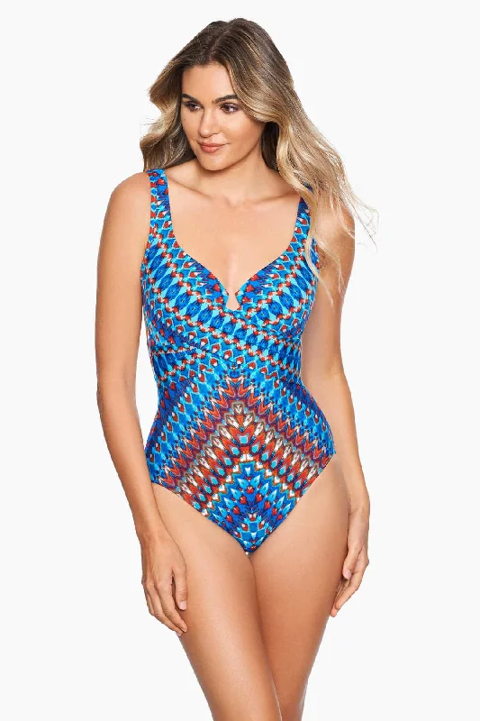 High End Designer Brands Discount Nepali Criss Cross Escape One Piece Swimsuit