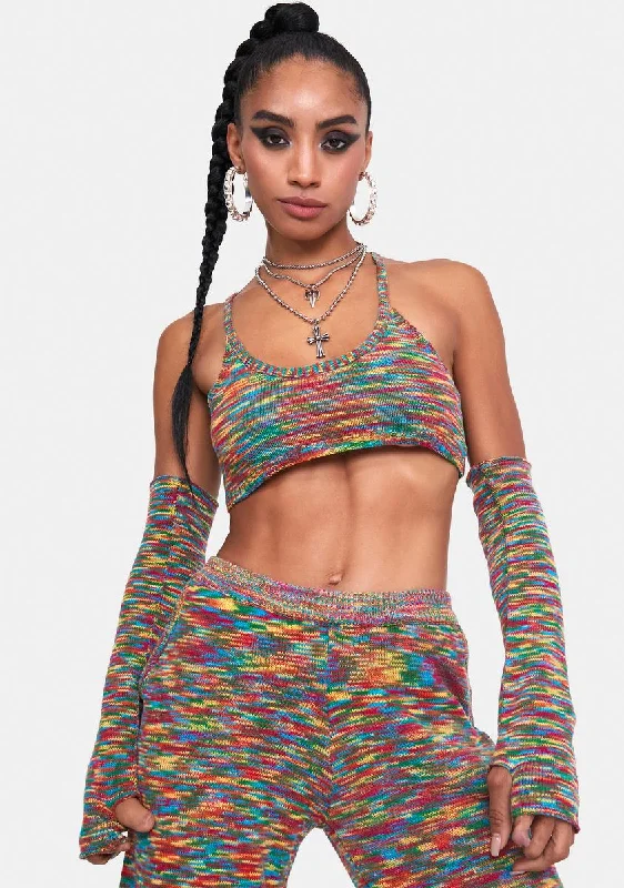 Spring Fling Sale Spacedye Knit Crop Top With Matching Sleeves