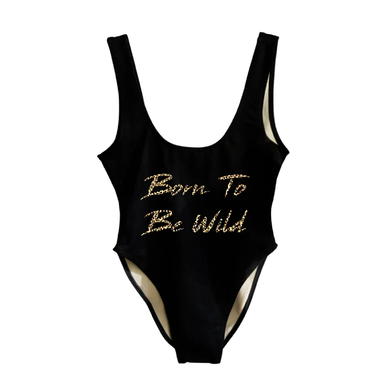 Fashion Sale BORN TO BE WILD W/ CHEETAH TEXT  [SWIMSUIT]