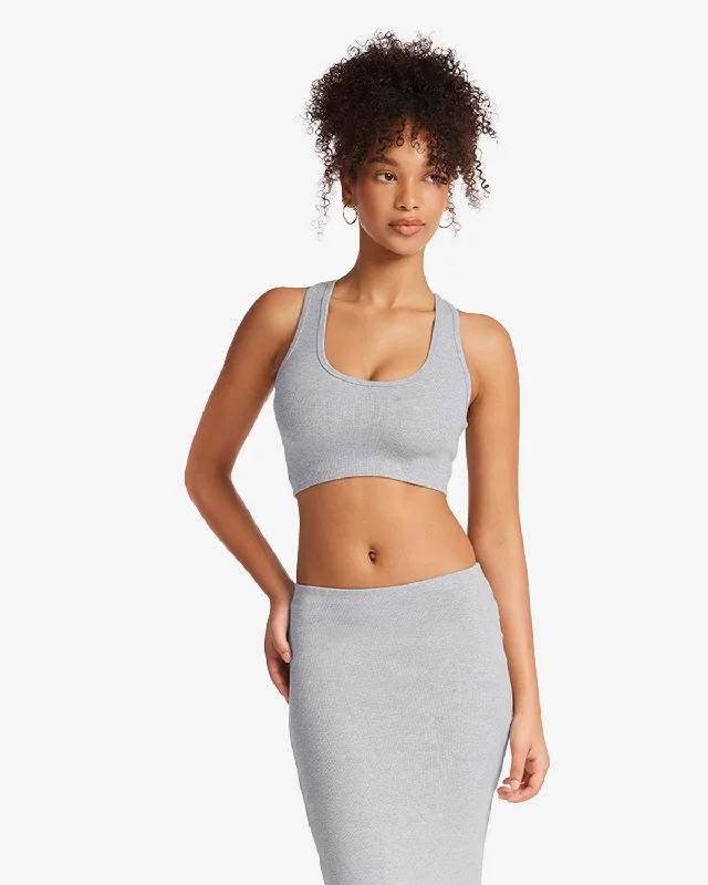 Minimalist Style Rib Cropped Tank | Cloud Marl