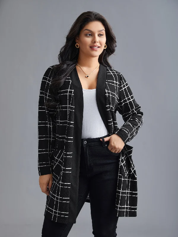 You'Ll Love Us Because Plaid Open Front Patchwork Jacket