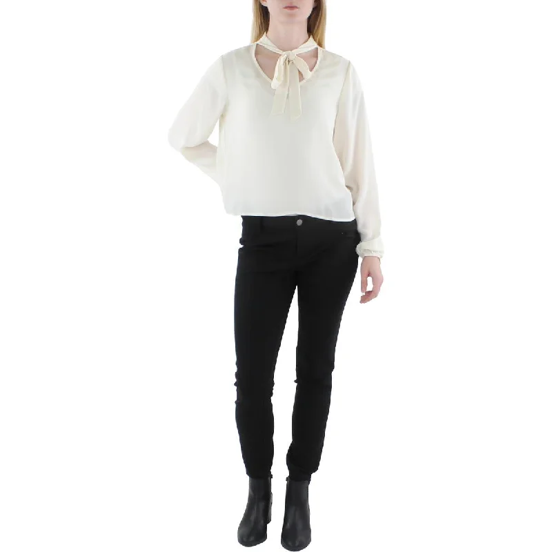 Save Big Womens Tie-Neck Sheer Blouse