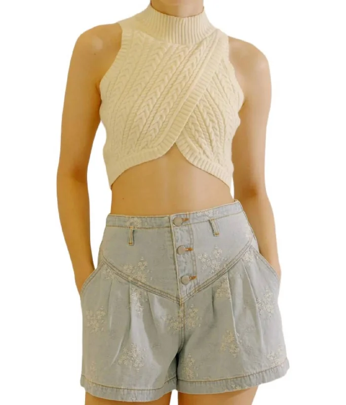 Chic Outfits Making It Knit Cropped Top In Cream