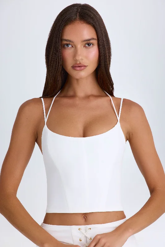 Budget Friendly Halterneck Corset Top in White