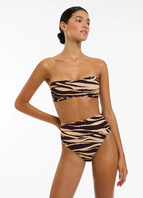 Chic Trends For The Fashion Savvy Fine Lines Fold Down High Waisted Bikini Bottom - Port