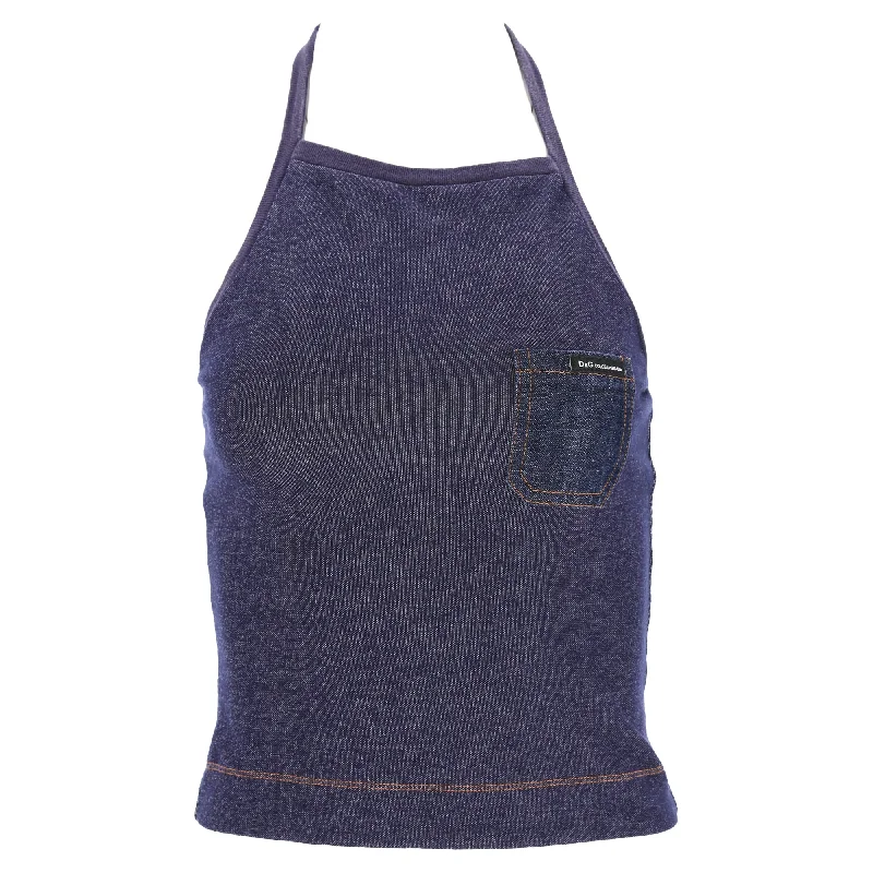 Effortless Style, Endless Impact Dolce & Gabbana Halter Top in Blue Cotton Denim