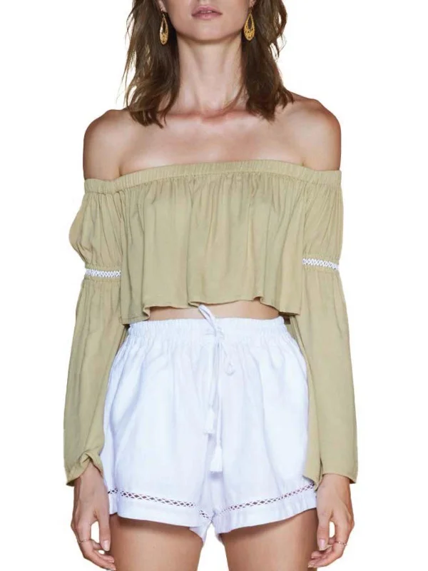 Hot Trends Florienne Womens Off The Shoulder Cropped Blouse