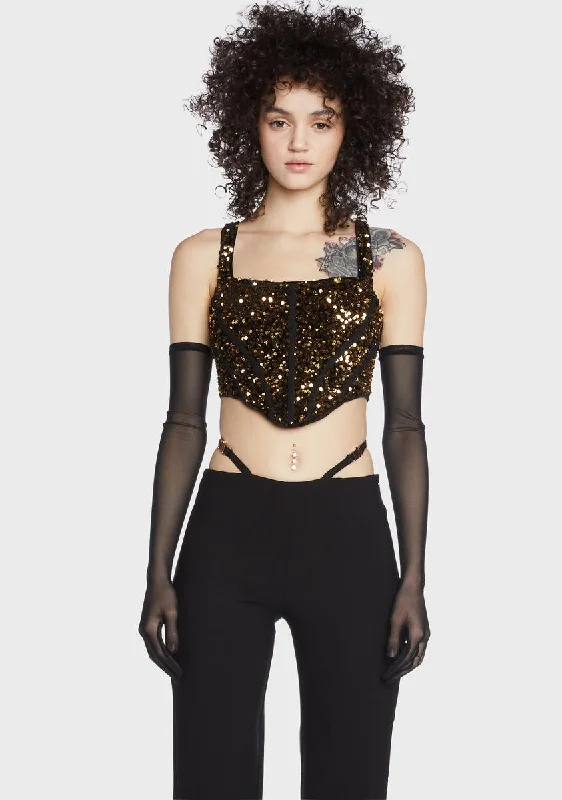 Limited Stock Gold Sequin Corset Glove Top