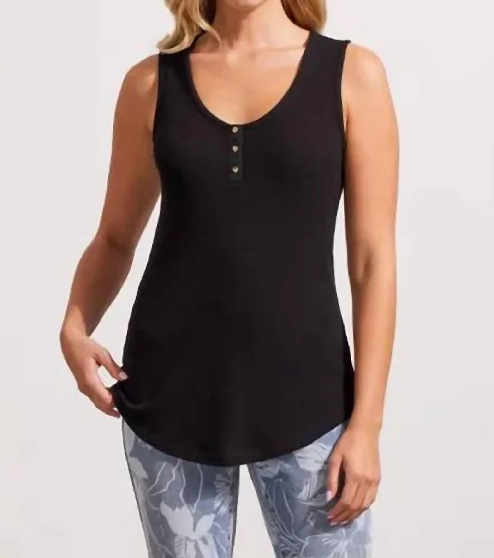 Wardrobe Essentials Cami Tank With Buttons In Black