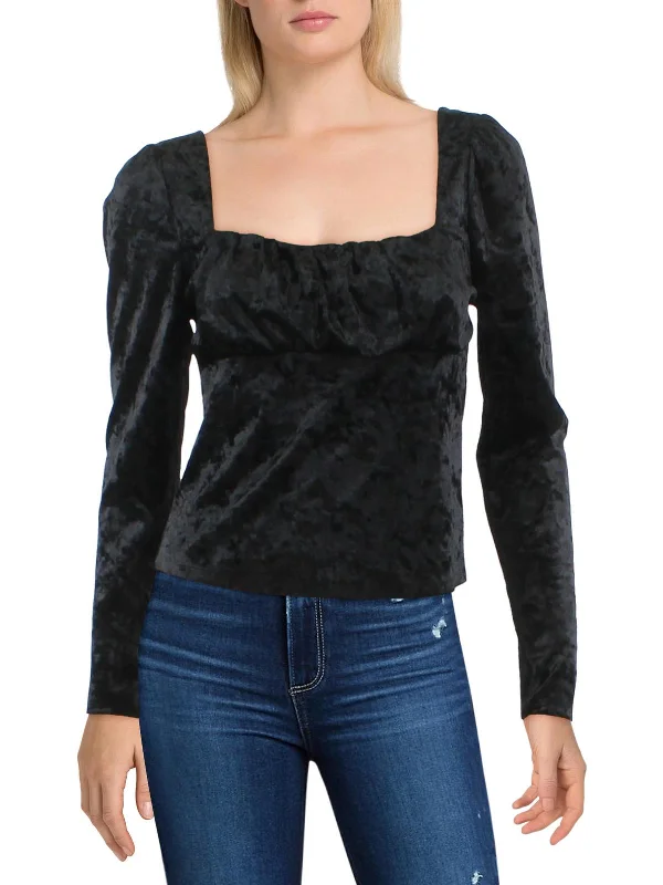 Luxury Fashion Womens Velvet Square Neck Blouse