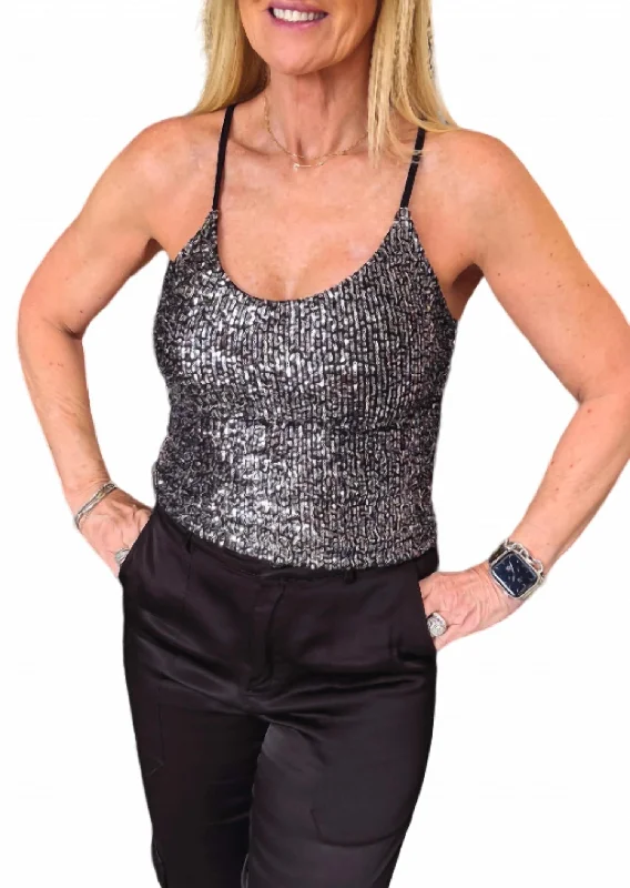 Bold Patterns Dazzling Sequin Tank In Silver