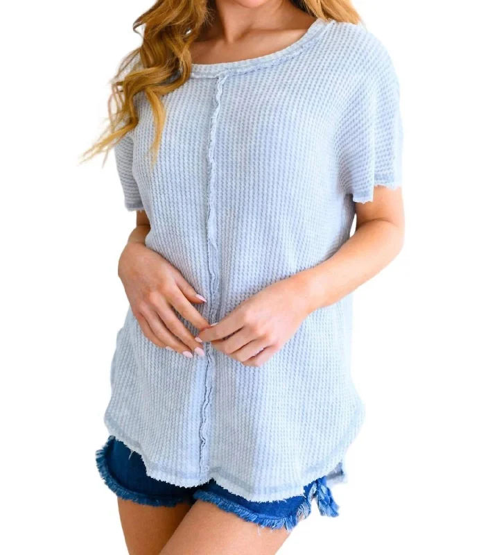 Unbeatable Prices A Wink And A Smile Waffle Knit Top In Light Grey