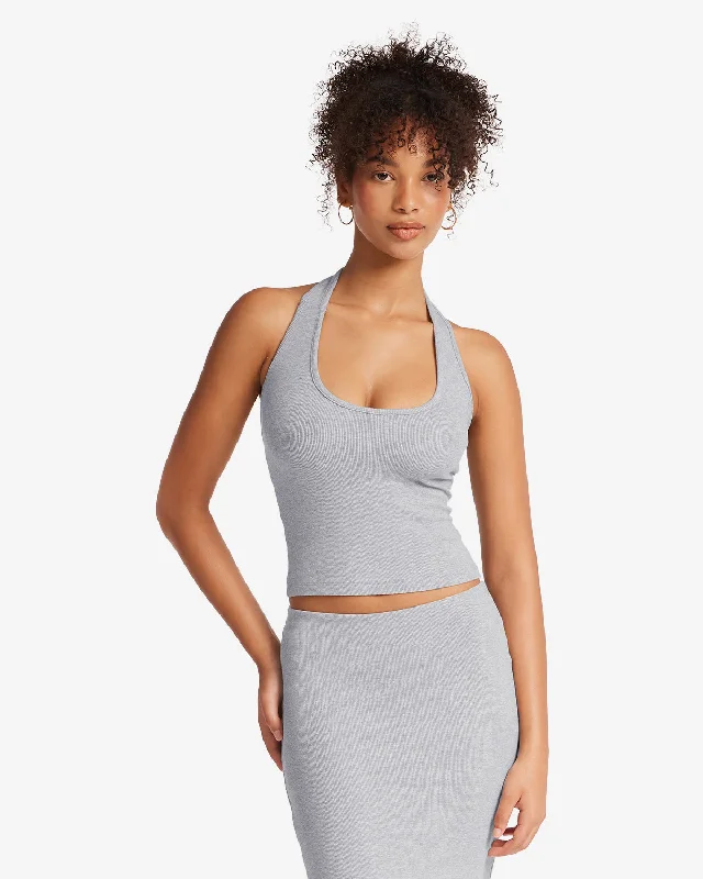 Luxury Comfort Rib Halter Tank | Cloud Marl