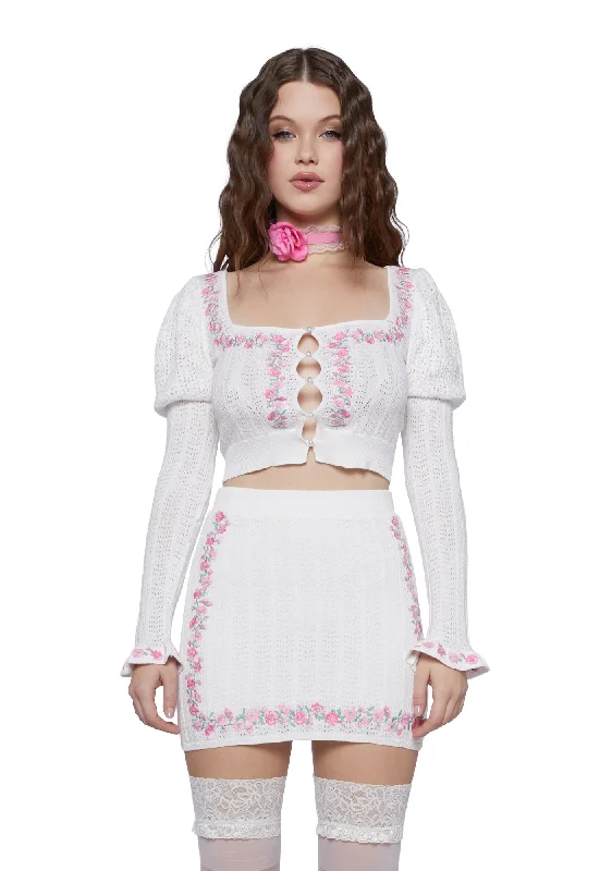 Fashion Forward Outfits Crown Jewel Knit Top - White