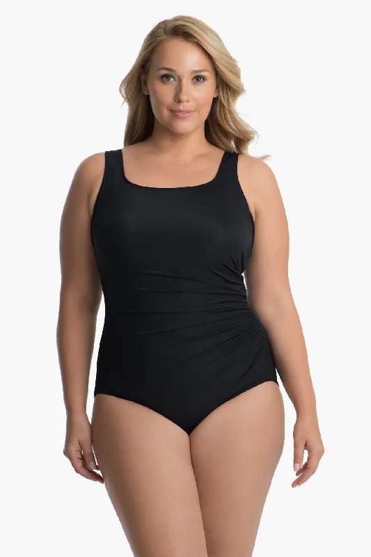 Cottagecore Rustic Charm Style Plus Size Solid Sideswipe One Piece Swimsuit