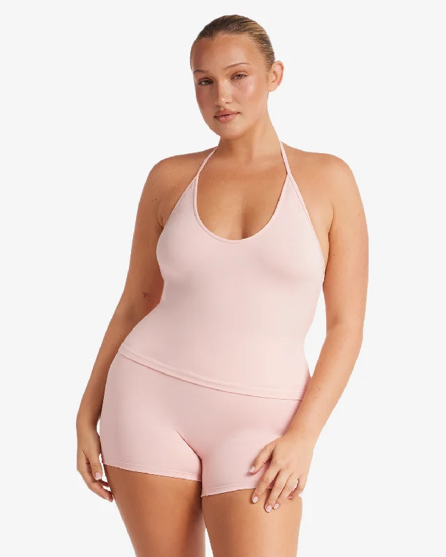 Current Trends IM Halter Tie Tank | Blush