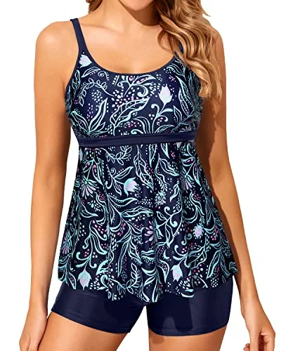 Luxe Layering Flattering Tankini Set with Boy Shorts Tummy Control Swimsuit for Women