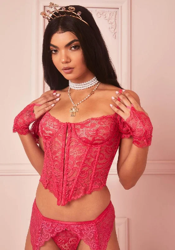 Best Sellers Rubine Yours Truly Lace Corset & Gloves