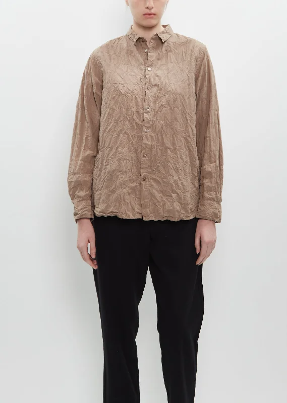 Last Chance Sale Classic Crinkle Cotton Blouse — Beige