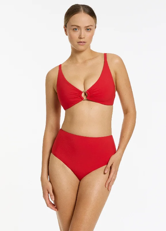 Trendy And Individual Women's Fashion Jetset High Waisted Bikini Bottom - Rosso