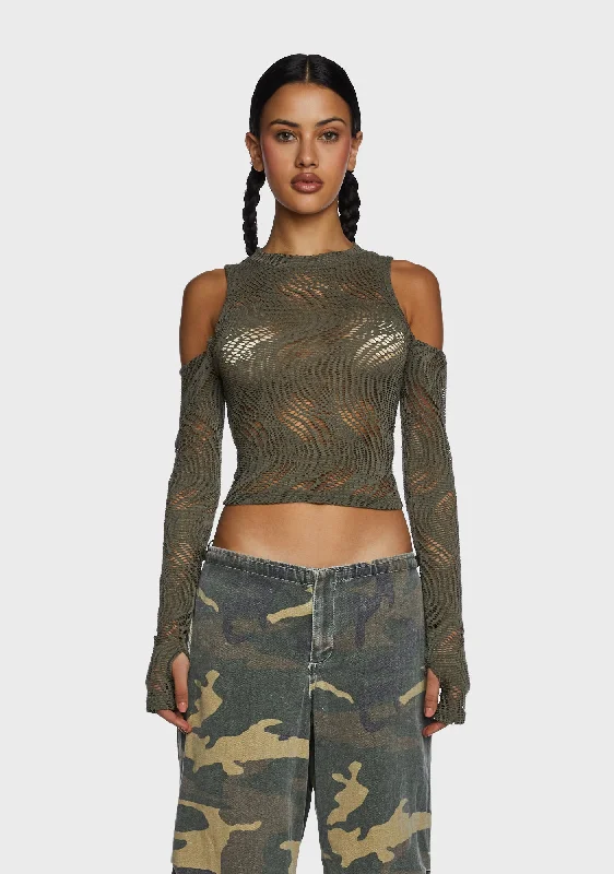 Trend Forward Threads For Her Warned You Crop Top - Green