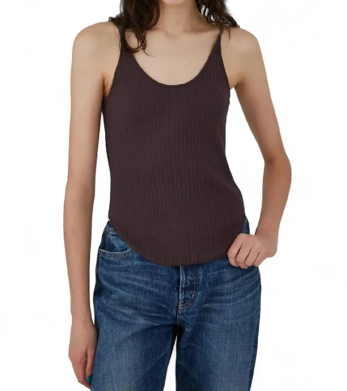 Feminine Flow Comfort Basic Camisole Top In Brown