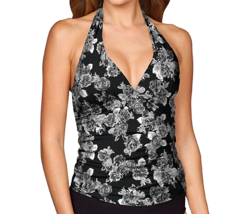 Today Only Shirred Halter Tankini Top In La Flor