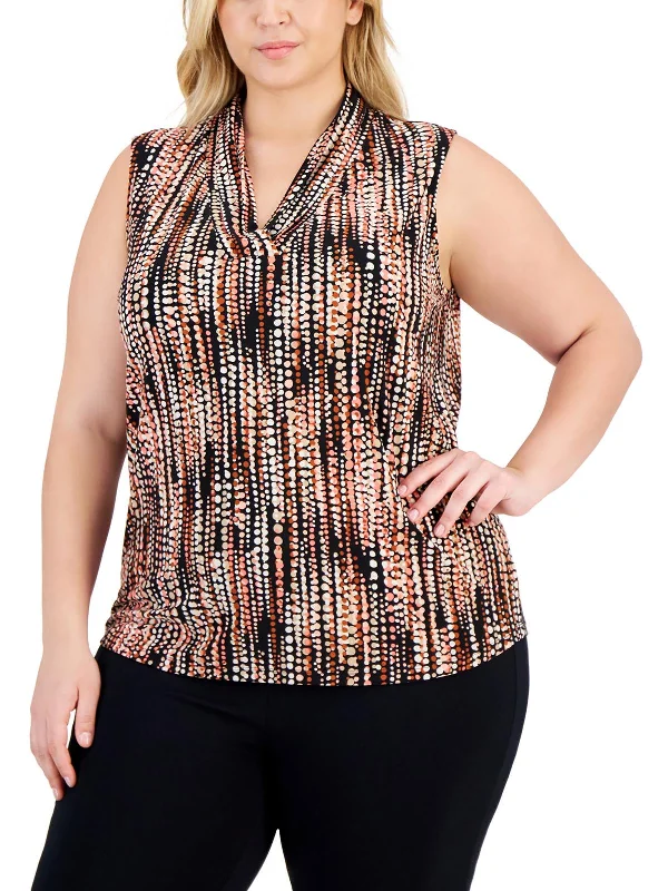 Everyday Glamour Plus Womens Printed Polyester Blouse