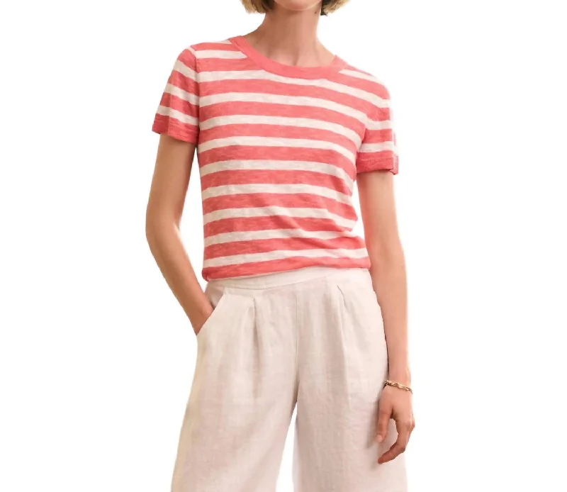 Latest Trends Simone Knit Tee In Coral Stripes