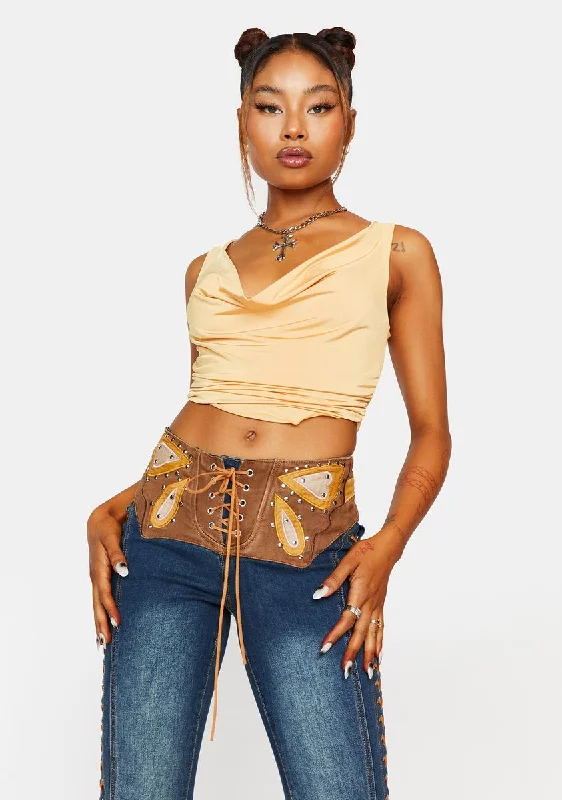 Popular Collection Serve Sass Cowl Neck Crop Top