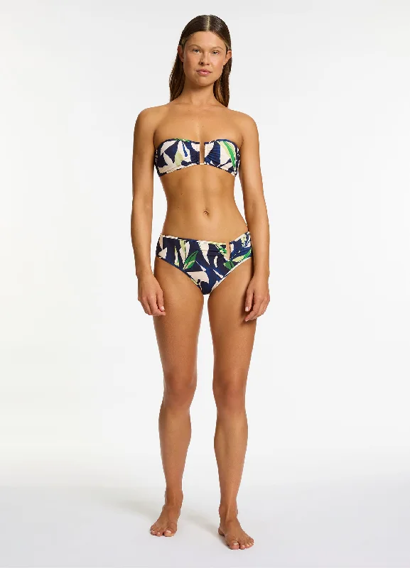 From Casual To Classy Fauna U Trim Mid Rise Bikini Bottom - Ink