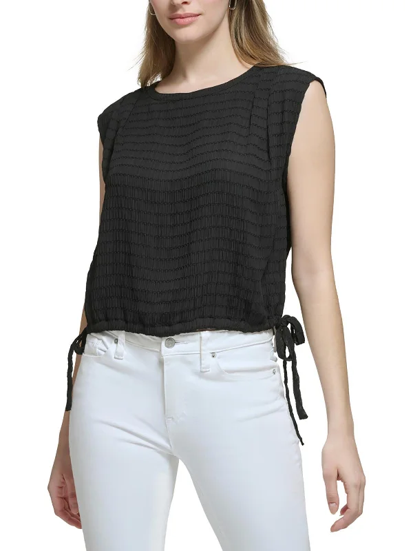 Elevated Style Womens Crinkle Side Tie Blouse