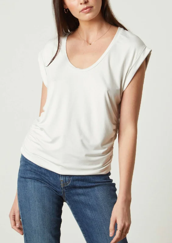 Contemporary Elegance Scoop Neck Tank In Chalk