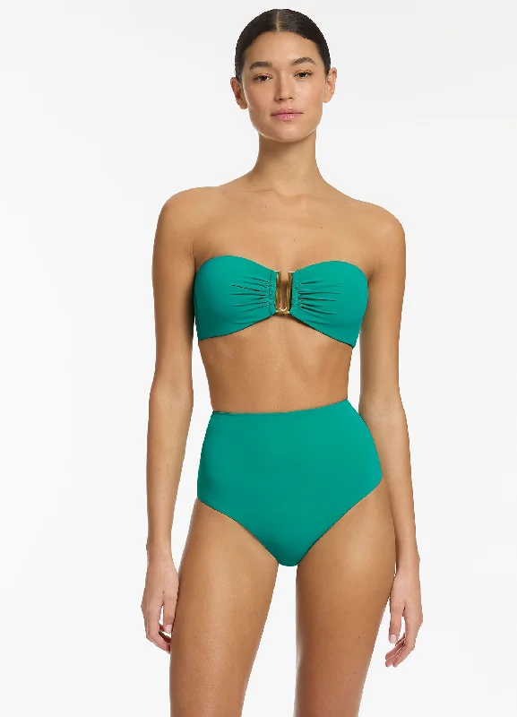 Chic Style, Always In Vogue Jetset High Waisted Bikini Bottom - Mineral