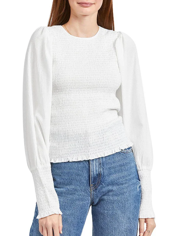 Current Trends Womens Smocked Crewneck Blouse