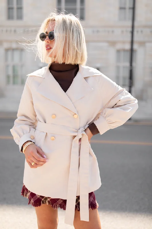 Luxury Fashion In The Trenches Beige Mid Length Trench Coat FINAL SALE