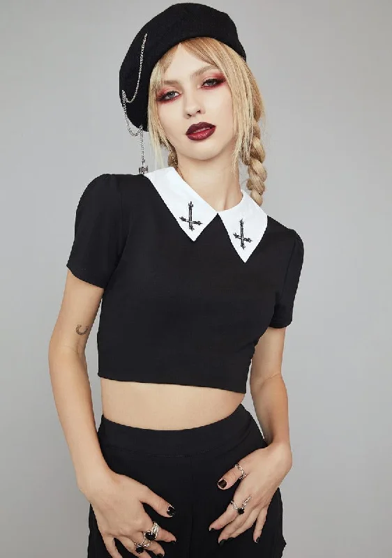 Limited Stock, Big Discounts Final Bell Collared Crop Top