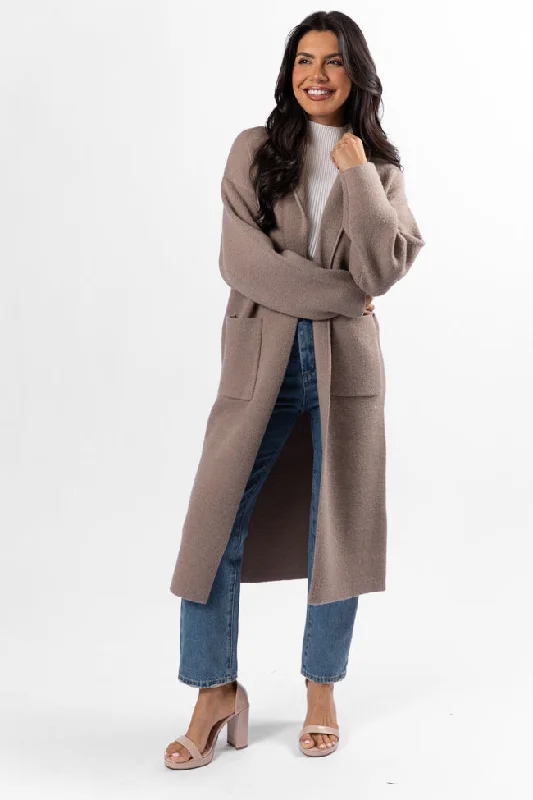 Trend Leading Collection Go Where You Choose Taupe Long Cardigan FINAL SALE