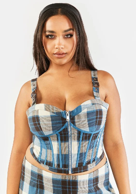 Sustainable Fashion Extravaganza Plus Eff Academia Plaid Corset Top